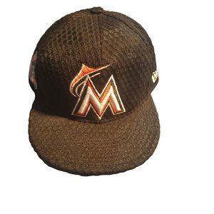 New Era Sz M/L Miami Marlins MLB 2017 All Star Game Snapback Hat Black EUC